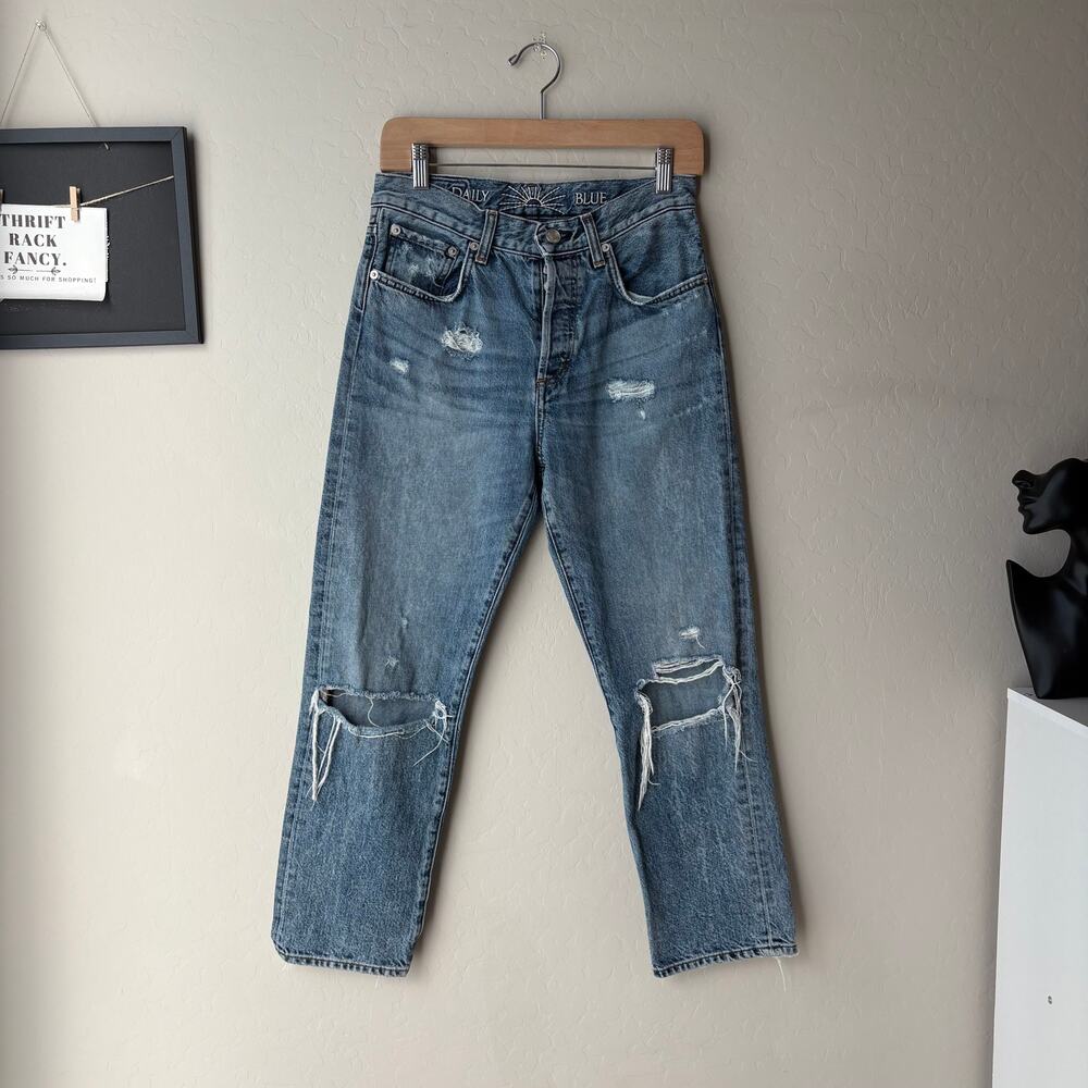 Daily Blue Denim Jeans Distressed Hype‎ in Tempest Straight Leg Blue Jeans Sz 26